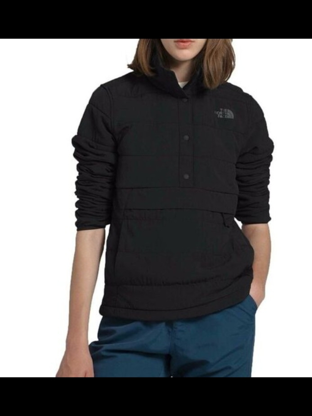 The North Face Black Quilted Snap‎ Pullover